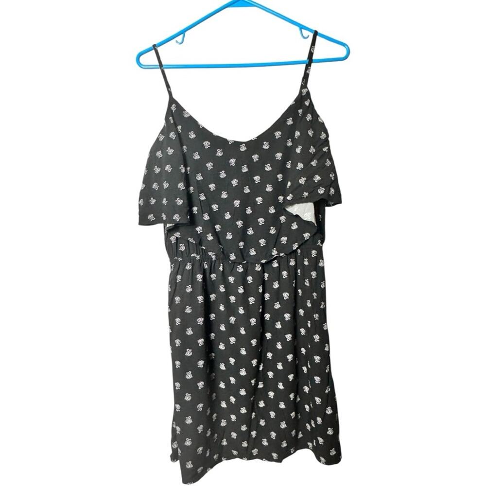 Old Navy Women's Black Floral Sleeveless  Thin Adjustable Strap Dress Sz M